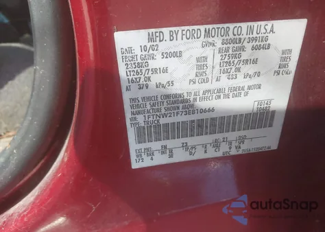 2003 Ford F-250 Lariat/Xl/Xlt z USA, uszkodzony, nr VIN 1FTNW21F73EB10666